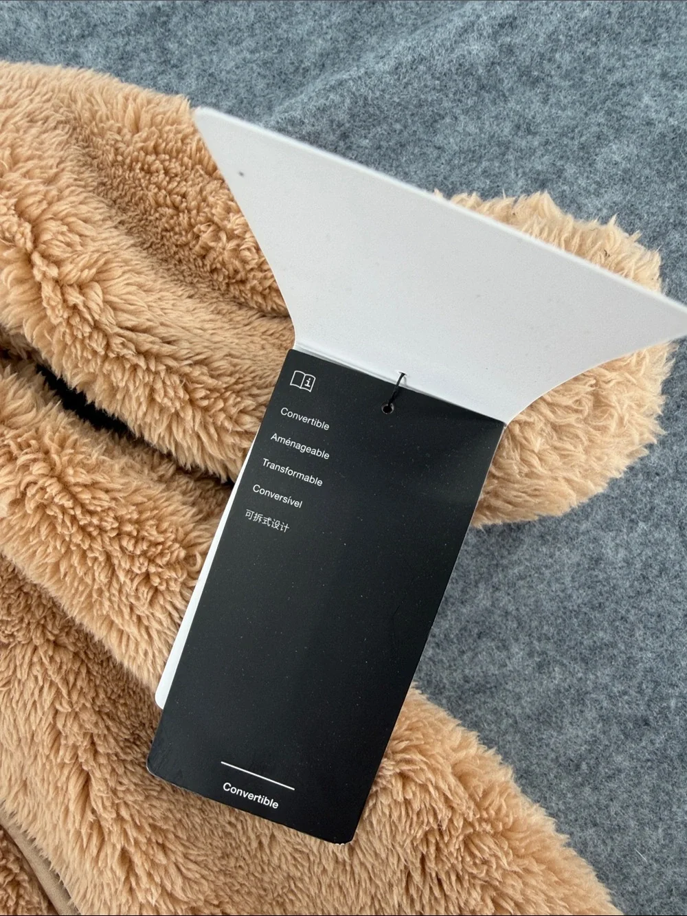 Nike convertible teddy bear Plush Hooded One-Piece in Tan full zip up